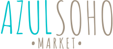 logotipo azul soho market